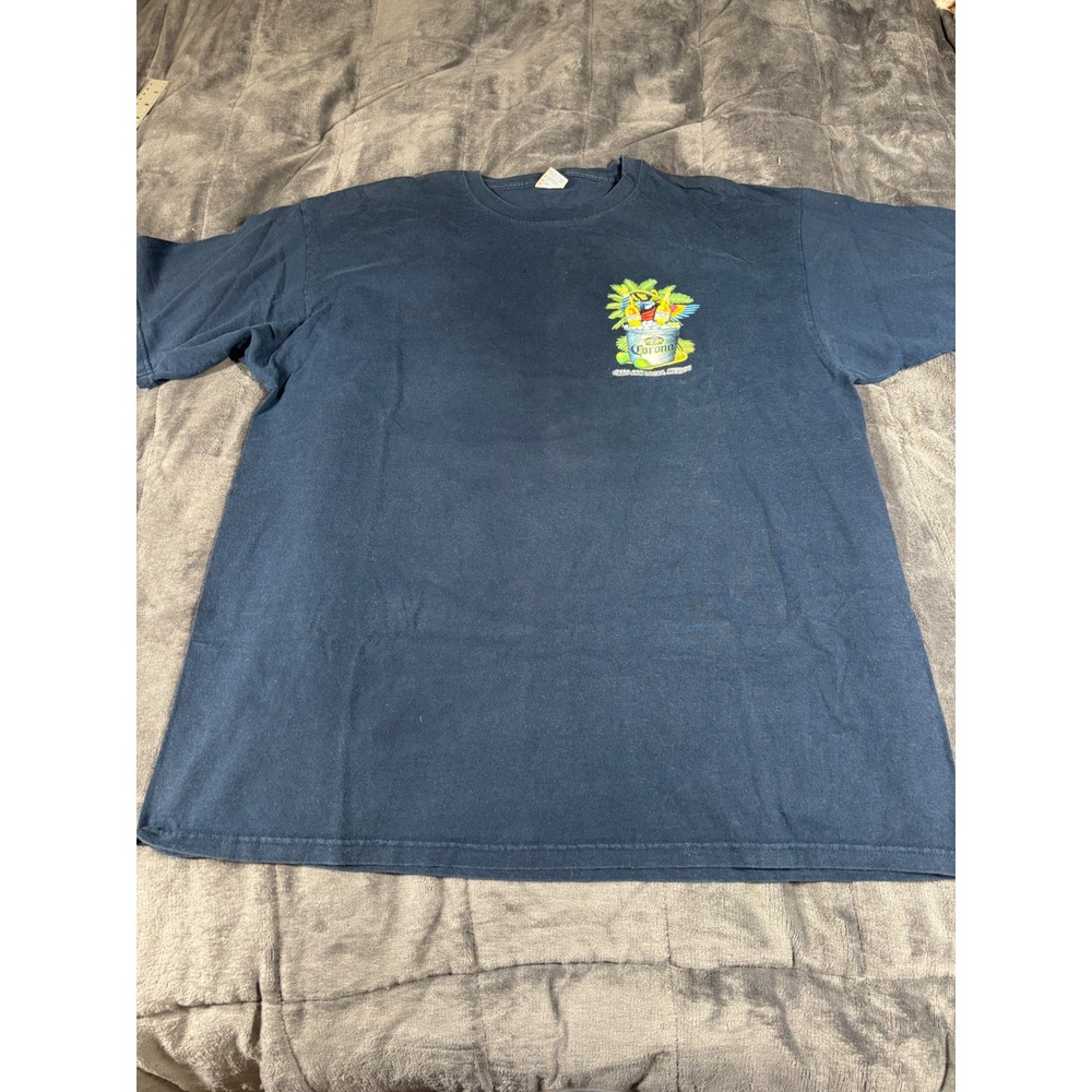 Yazbek Mens Corona Extra Cabo San Lucas Mexico Graphic T-Shirt Navy Blue XL